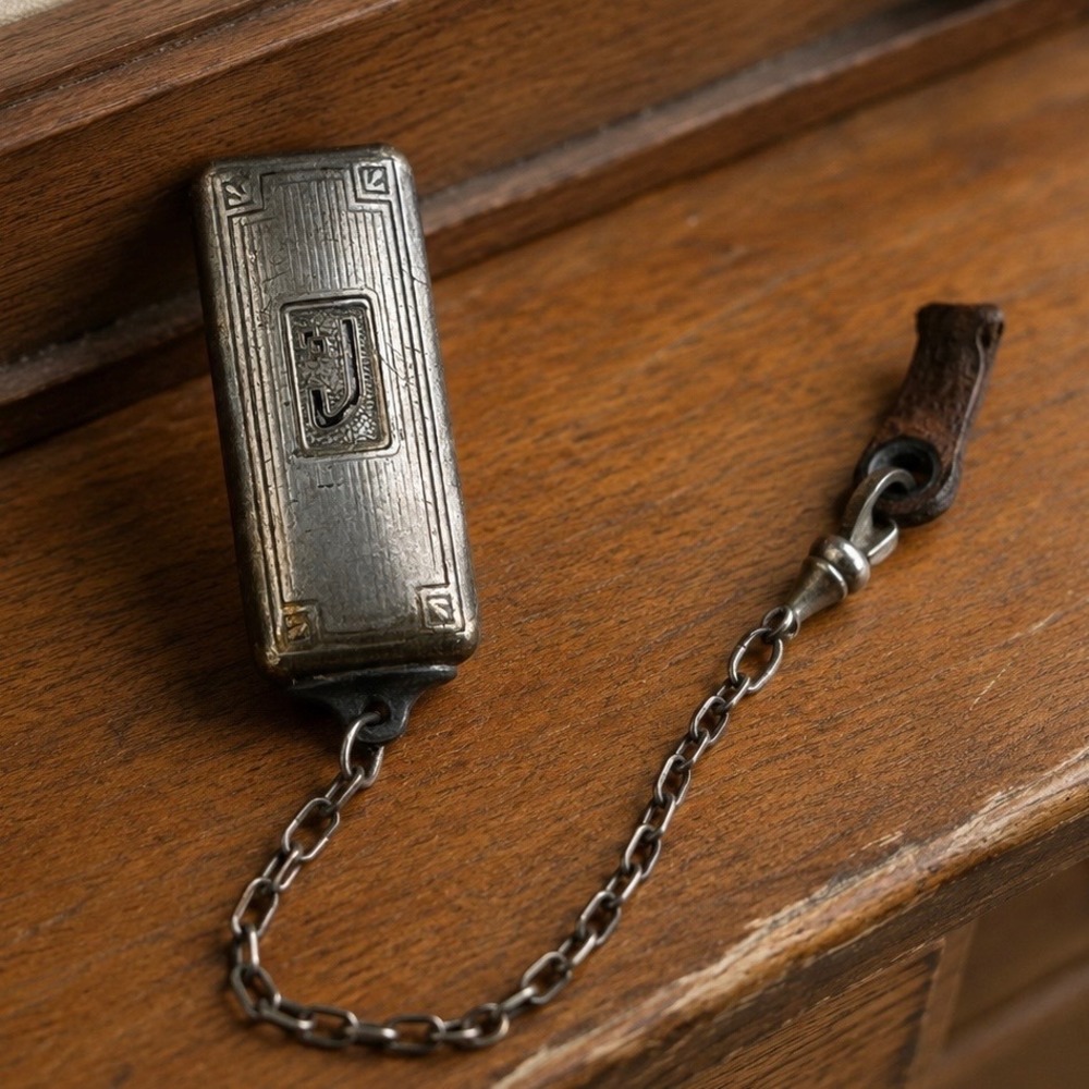 VTG Art Deco Hickok Beltogram  Monogram J Pocket Watch Belt Clip Chain